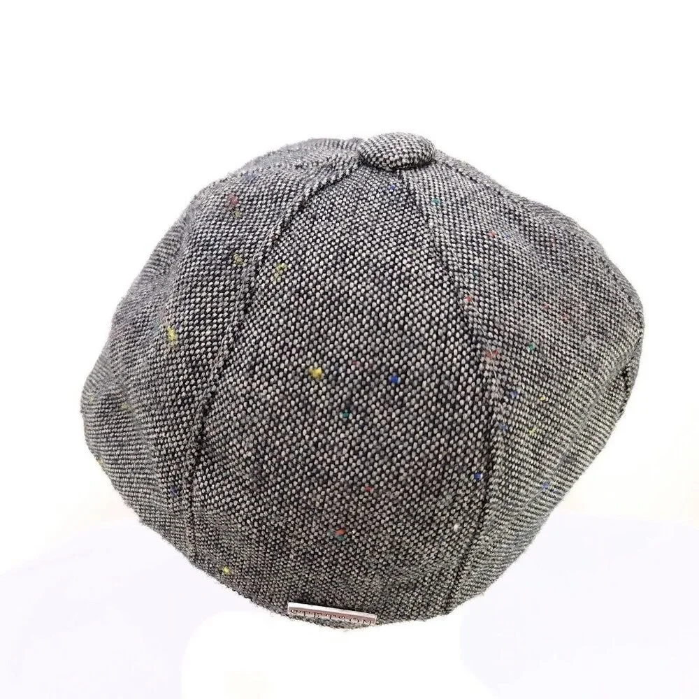 Stetson Newsboy Hat Wool Blend Size Medium Tweed Gray Cap - Picture 4 of 10